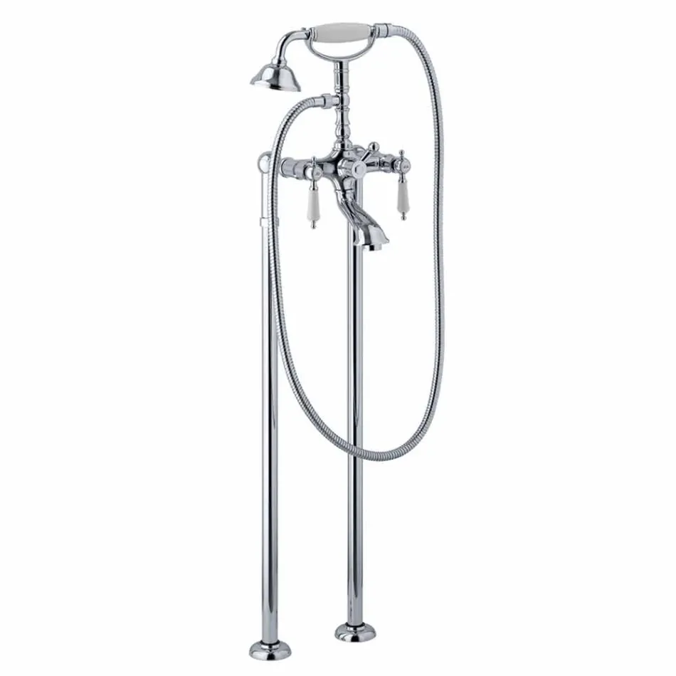 Mitigeur de colonne pour baignoire avec douche en laiton Made in Italy - Shelly Viadurini