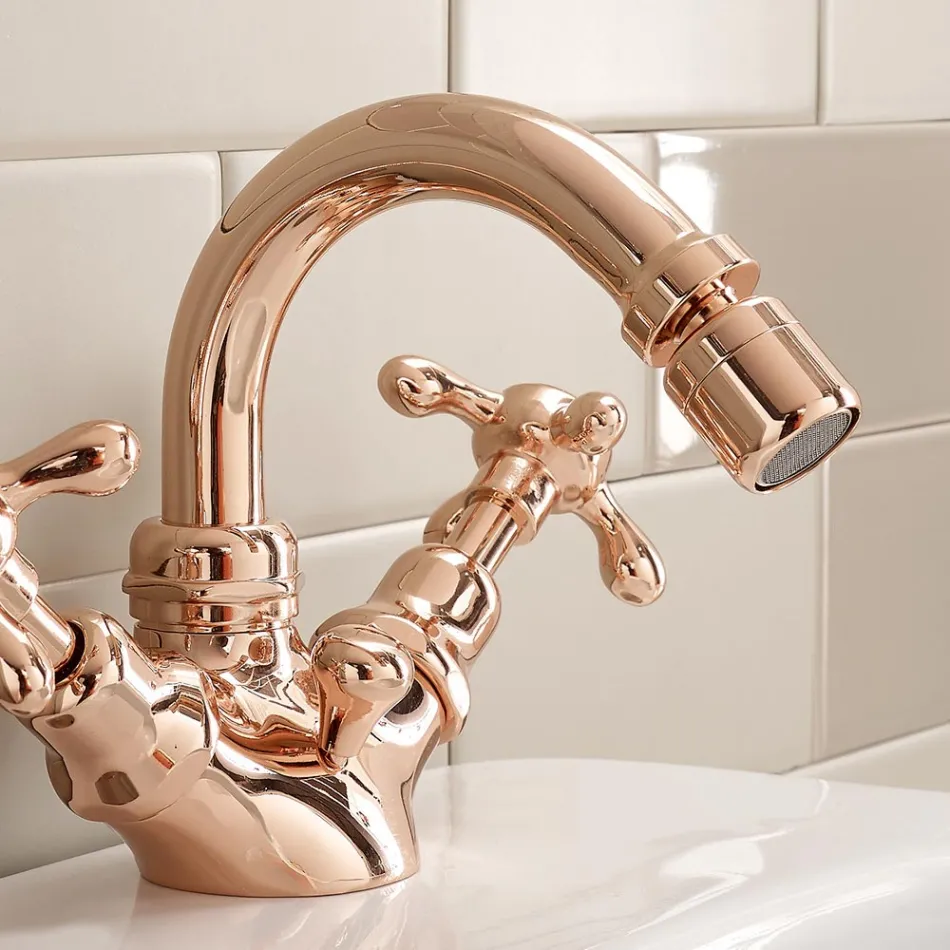 Mélangeur de bidet monotrou design vintage en laiton fabriqué en Italie - Klarisa Viadurini