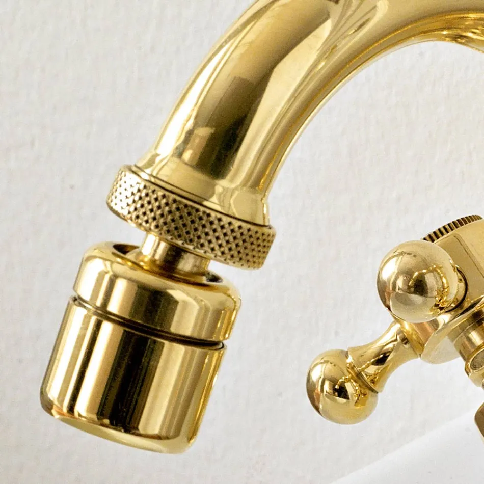 Mélangeur de bidet monotrou de style vintage en laiton fabriqué en Italie - Ursula Viadurini