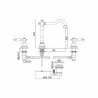 Mélangeur de lavabo classique 3 trous en laiton fabriqué en Italie - Shelly Viadurini
