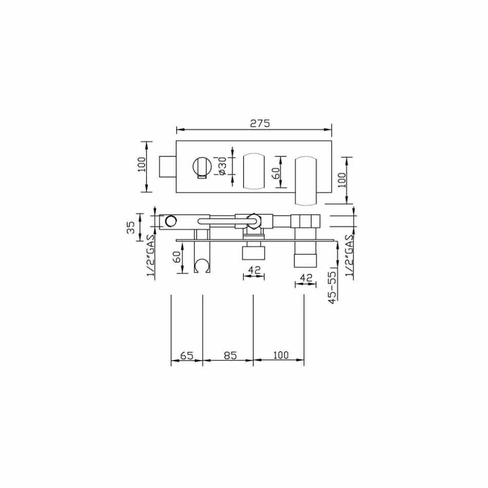 Mitigeur de douche encastrable au design moderne en laiton Made in Italy - Sika Viadurini