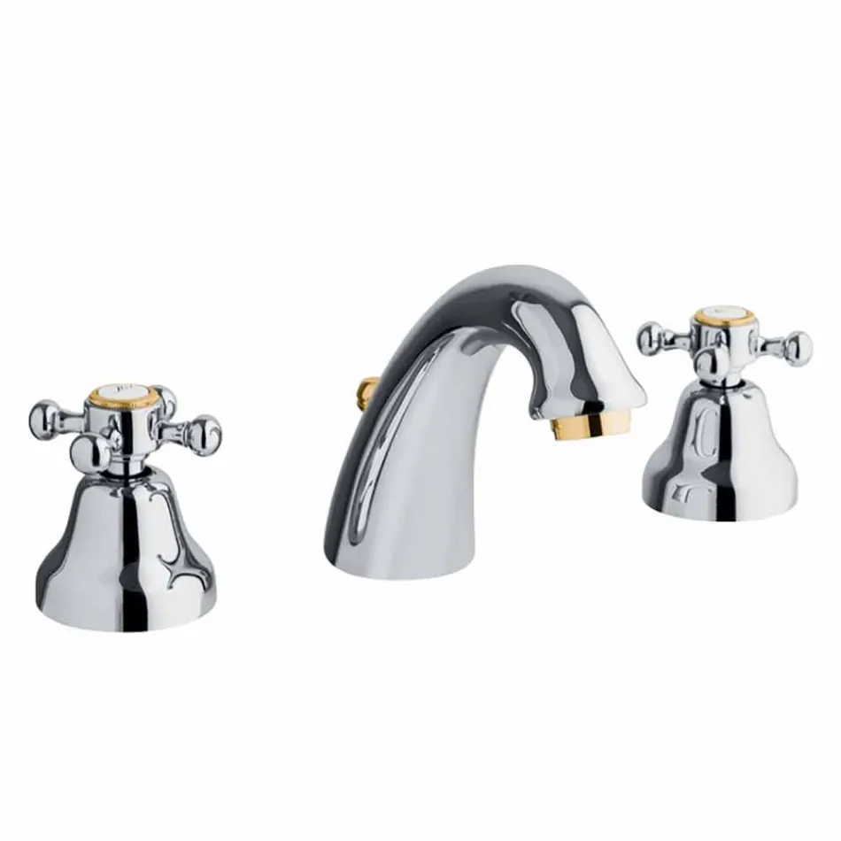 Mélangeur de lavabo 3 trous au design classique en laiton fabriqué en Italie - Lisca Viadurini
