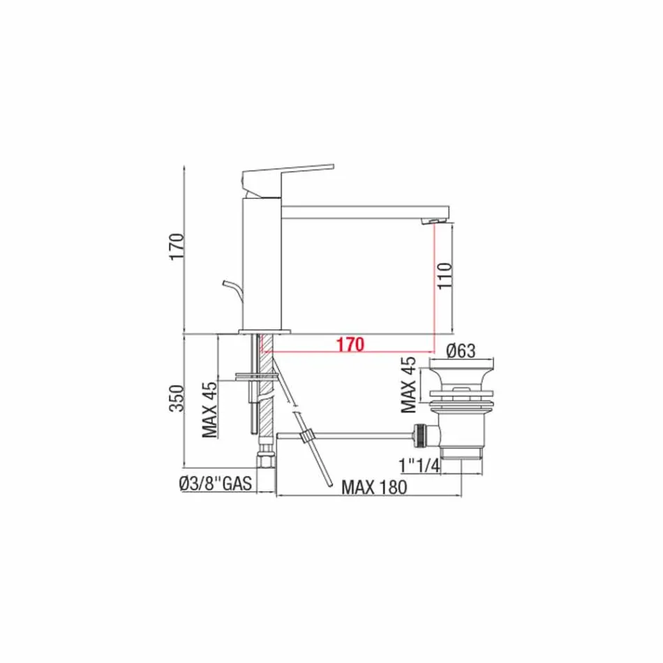 Mitigeur lavabo avec bec 170 mm entraxe Made in Italy - Medida Viadurini