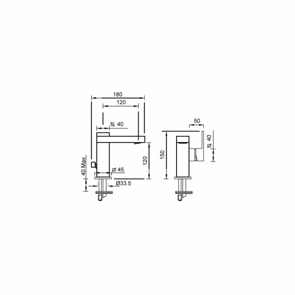 Mélangeur de lavabo avec levier latéral de design Made in Italy - Panela Viadurini