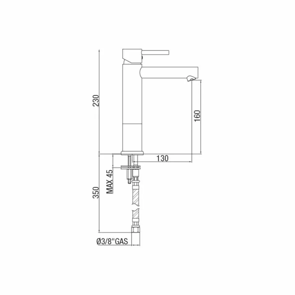 Mitigeur de lavabo en laiton chromé sans drain Made in Italy - Ermia Viadurini