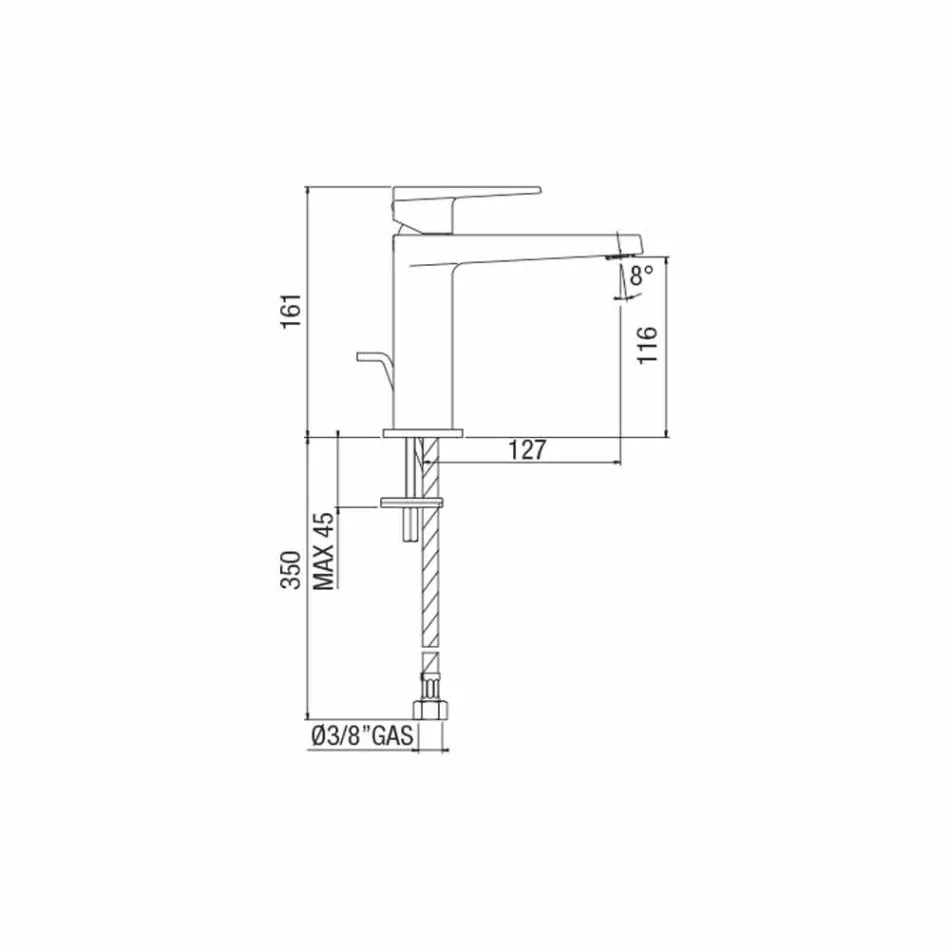 Mélangeur de lavabo de salle de bain moderne sans drain fabriqué en Italie - Galla Viadurini