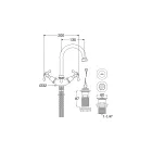 Mitigeur de lavabo monotrou de style vintage en laiton fabriqué en Italie – Klarisa Viadurini