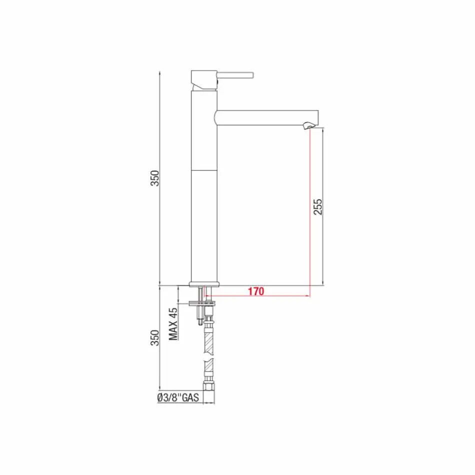 Mitigeur lavabo allongé en laiton sans drain Made in Italy - Ermia Viadurini