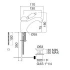 Mélangeur de lavabo en laiton fait main de style classique avec levier - Noriana Viadurini