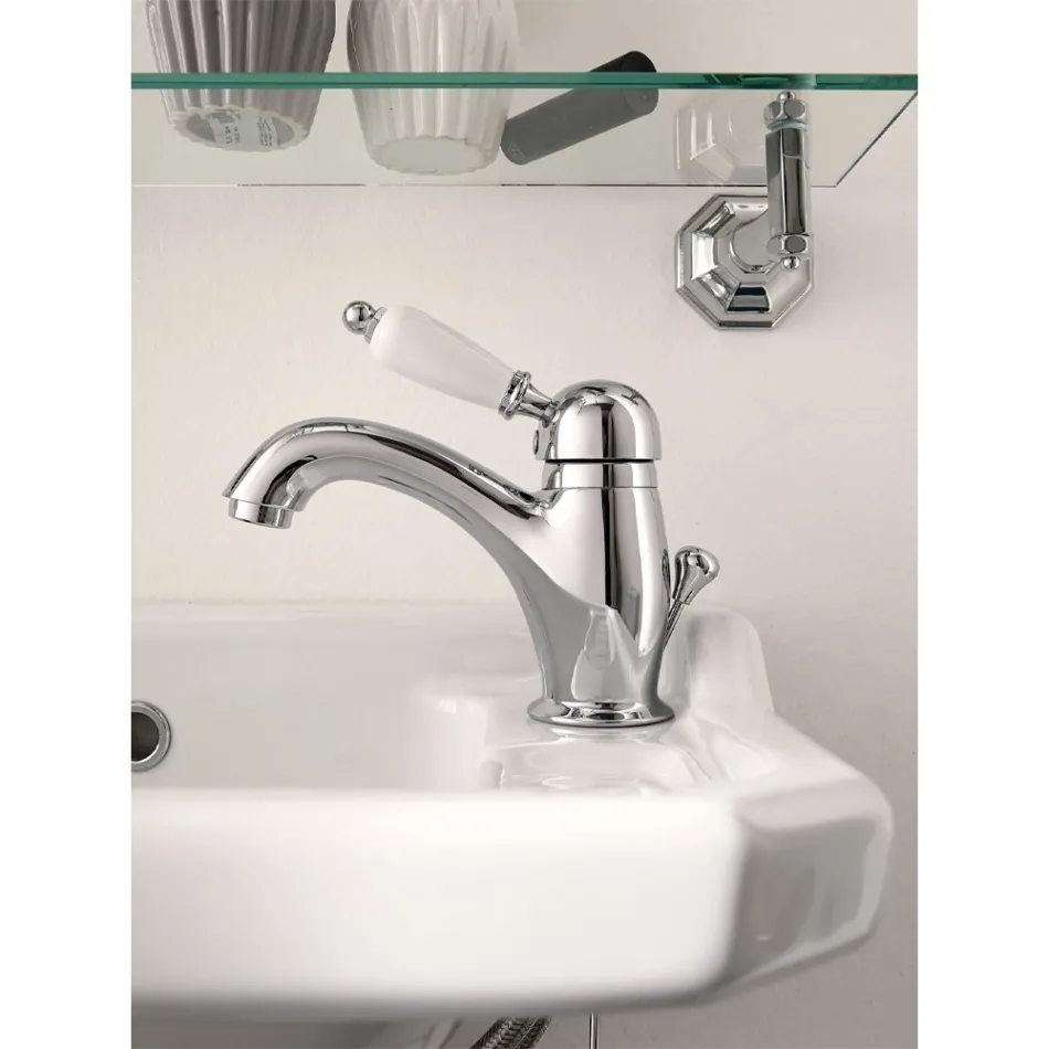 Mélangeur de lavabo en laiton fait main de style classique avec levier - Noriana Viadurini