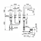 Mitigeur d'évier de salle de bain moderne à trois trous en métal chromé - Girino Viadurini