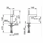 Mitigeur de lavabo de salle de bain moderne en métal finition chrome - Girino Viadurini