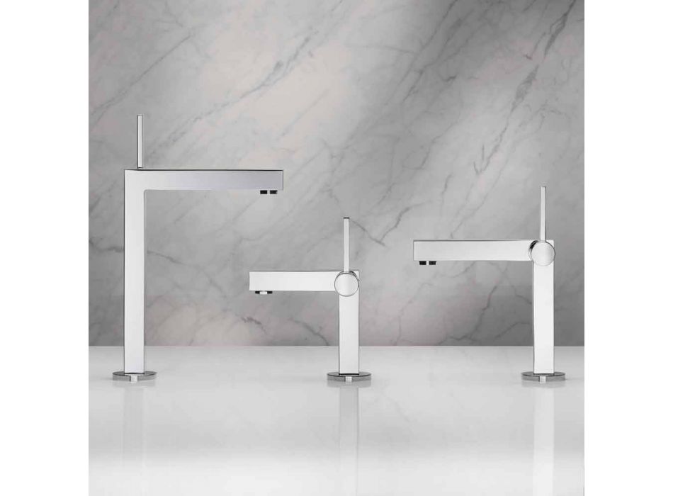 Mitigeur de lavabo de salle de bain moderne en métal finition chrome - Girino Viadurini