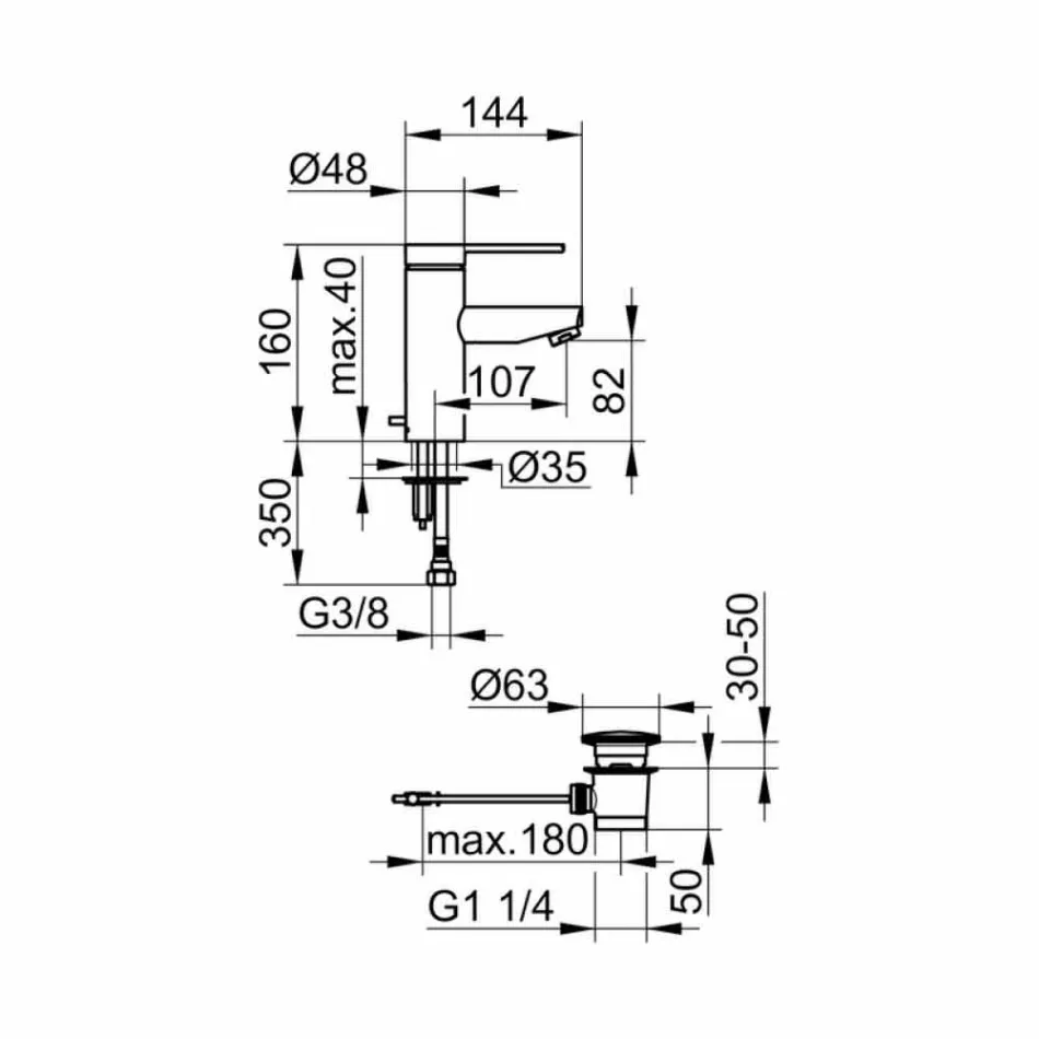 Mitigeur de lavabo moderne en métal chromé - Zanio Viadurini