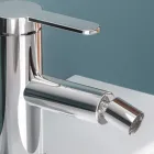 Mitigeur bidet monocommande design plat en laiton chromé - Agenore Viadurini