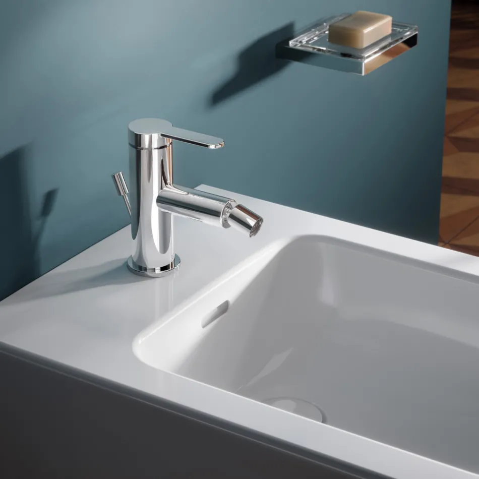 Mitigeur bidet monocommande design plat en laiton chromé - Agenore Viadurini