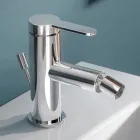 Mitigeur bidet monocommande design plat en laiton chromé - Agenore Viadurini