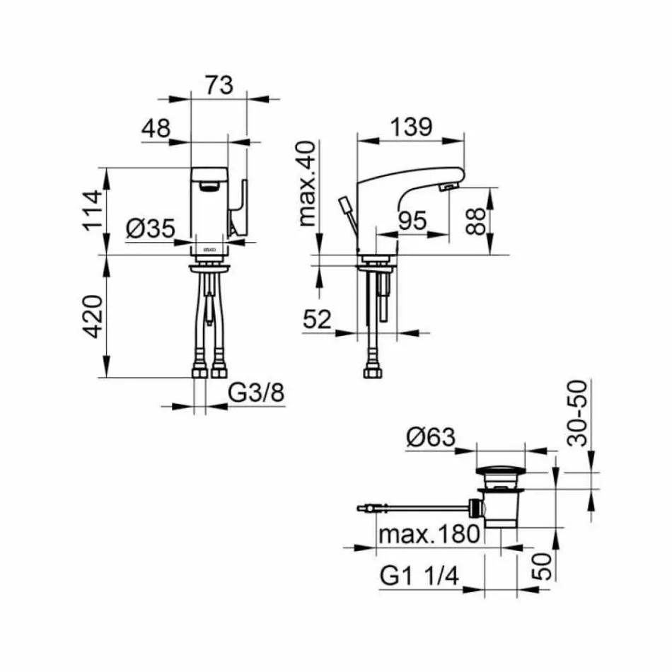 Mitigeur monocommande de design moderne pour lavabo de salle de bain fini chrome - Gonzo Viadurini
