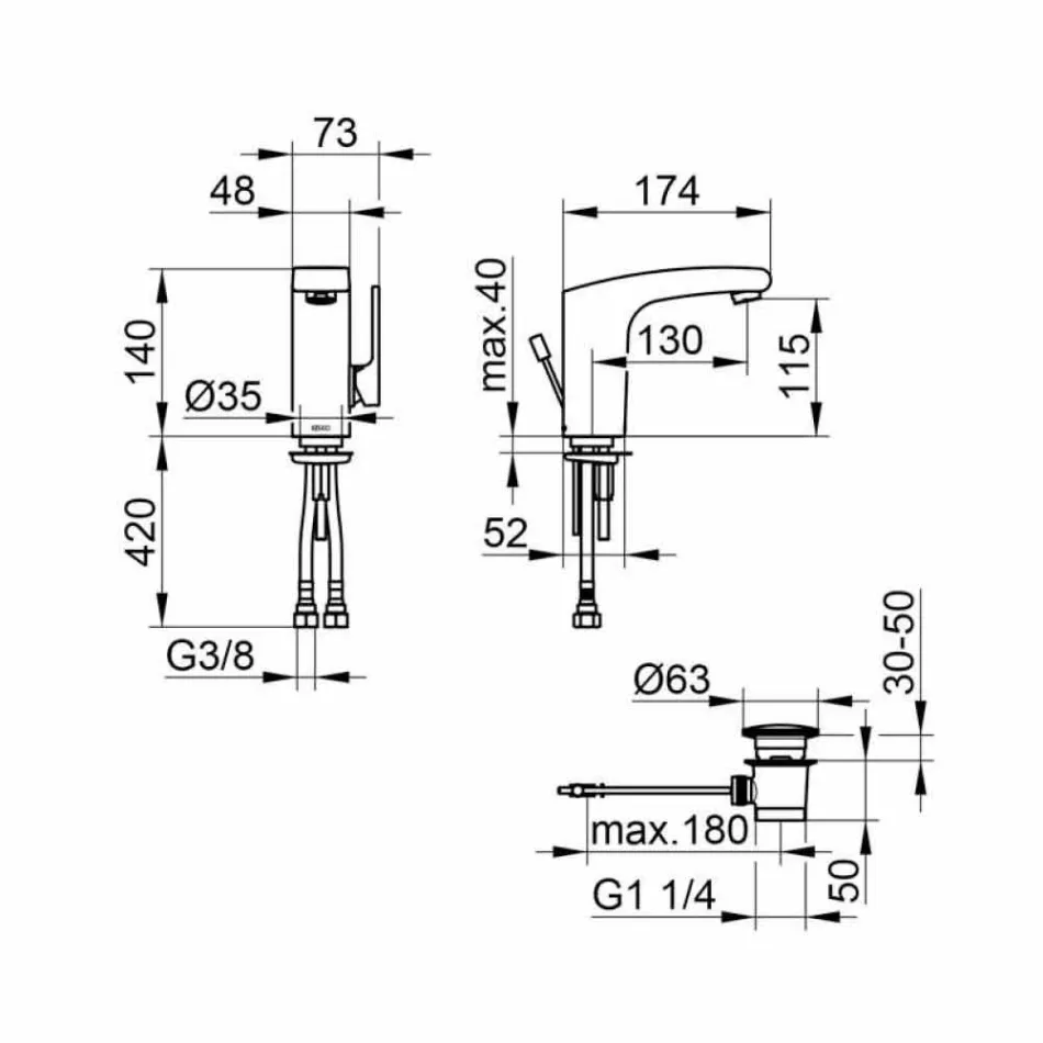 Mitigeur monocommande de design moderne pour lavabo de salle de bain fini chrome - Gonzo Viadurini