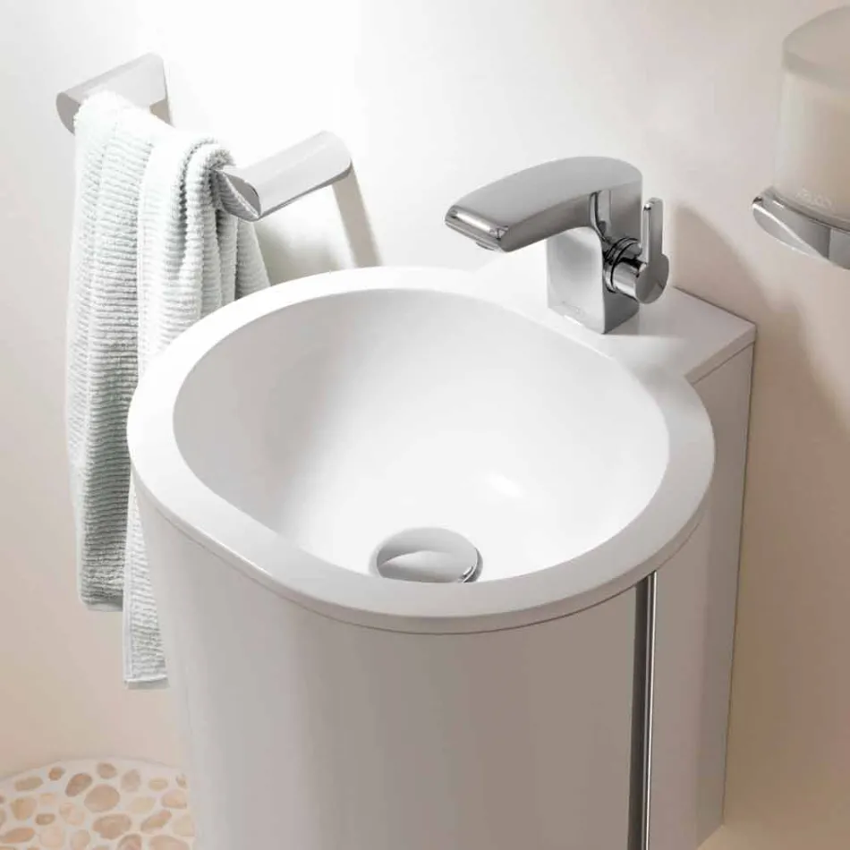 Mitigeur monocommande de design moderne pour lavabo de salle de bain fini chrome - Gonzo Viadurini