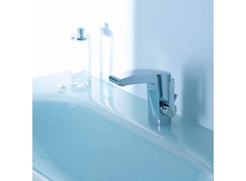 Mitigeur monocommande de design moderne pour lavabo de salle de bain fini chrome - Gonzo Viadurini