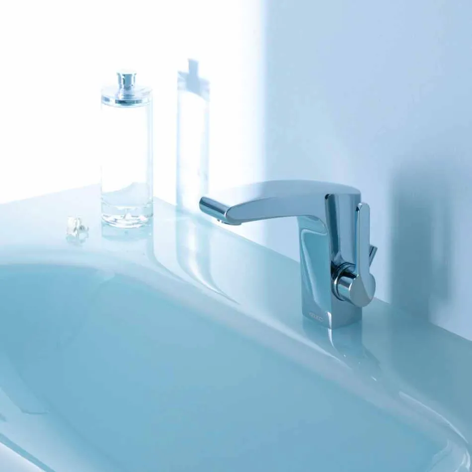 Mitigeur monocommande de design moderne pour lavabo de salle de bain fini chrome - Gonzo Viadurini