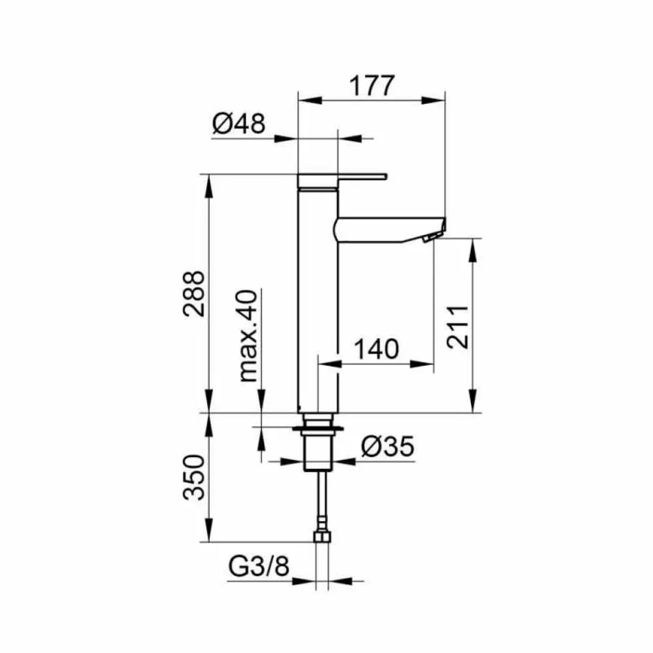 Mitigeur monocommande de design moderne pour lavabo de salle de bain en métal - Zanio Viadurini