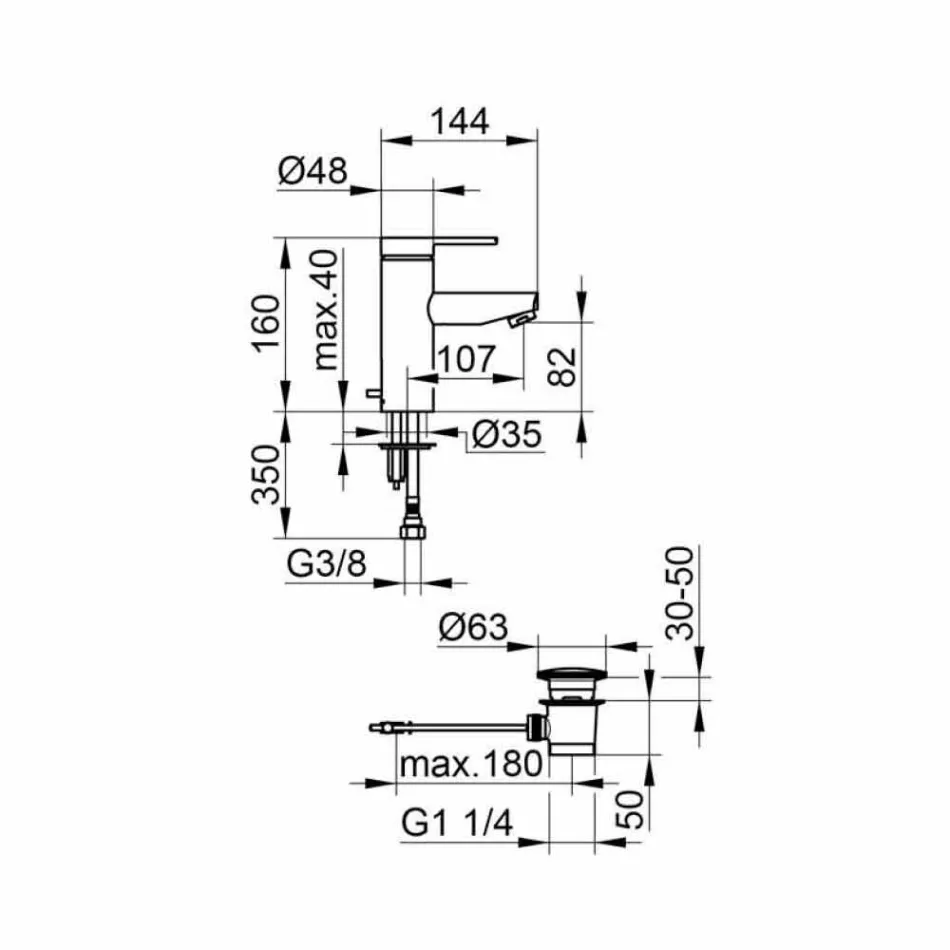 Mitigeur monocommande de design moderne pour lavabo de salle de bain en métal - Zanio Viadurini