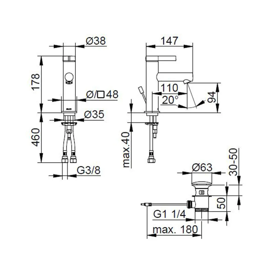 Mitigeur Lavabo Monocommande Design Classique Laiton Chrome - Artemisia Viadurini