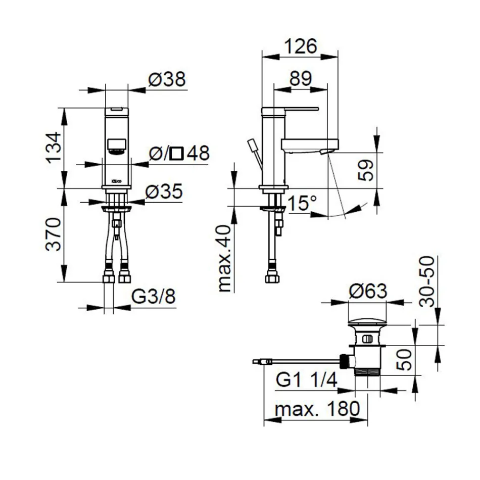 Mitigeur de lavabo monocommande design plat en laiton chromé - Agenore Viadurini
