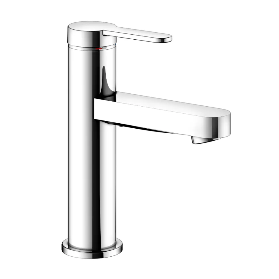 Mitigeur de lavabo monocommande design plat en laiton chromé - Agenore Viadurini