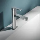 Mitigeur de lavabo monocommande design plat en laiton chromé - Agenore Viadurini