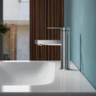 Mitigeur de lavabo monocommande design plat en laiton chromé - Agenore Viadurini