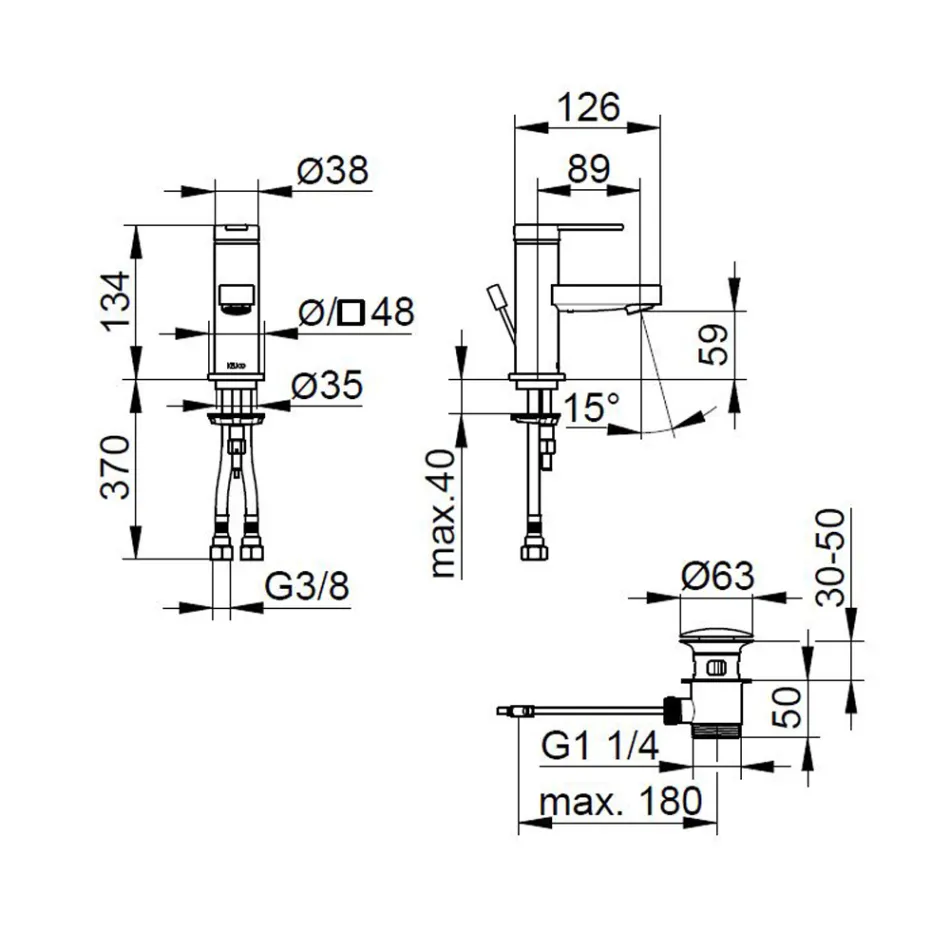 Mitigeur de lavabo monocommande design plat en laiton chromé - Agenore Viadurini