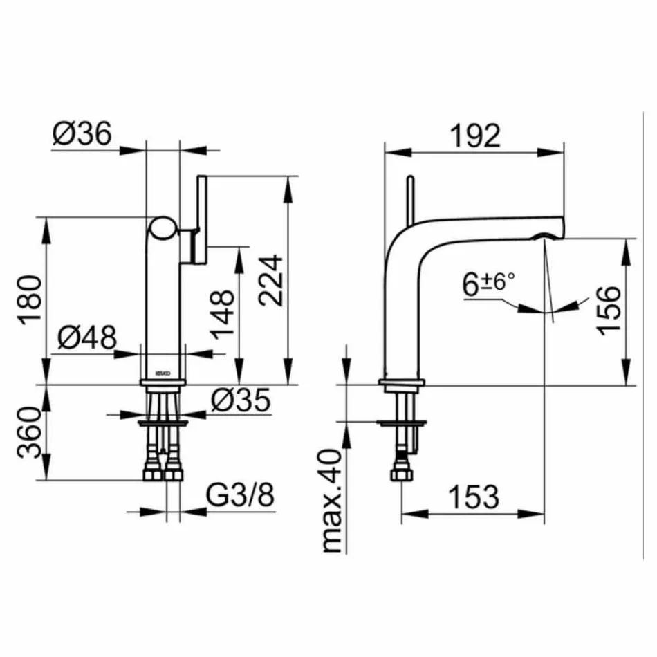 Mitigeur monocommande moderne pour lavabo sans drain métallique - Pinto Viadurini