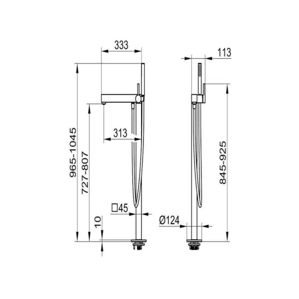 Mitigeur monocommande moderne pour baignoire en métal chromé - Girino Viadurini