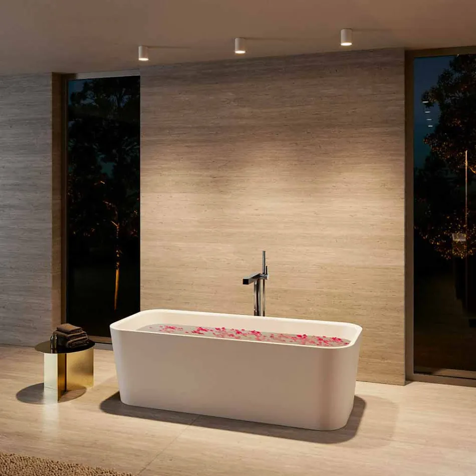 Mitigeur monocommande moderne pour baignoire en métal chromé - Girino Viadurini