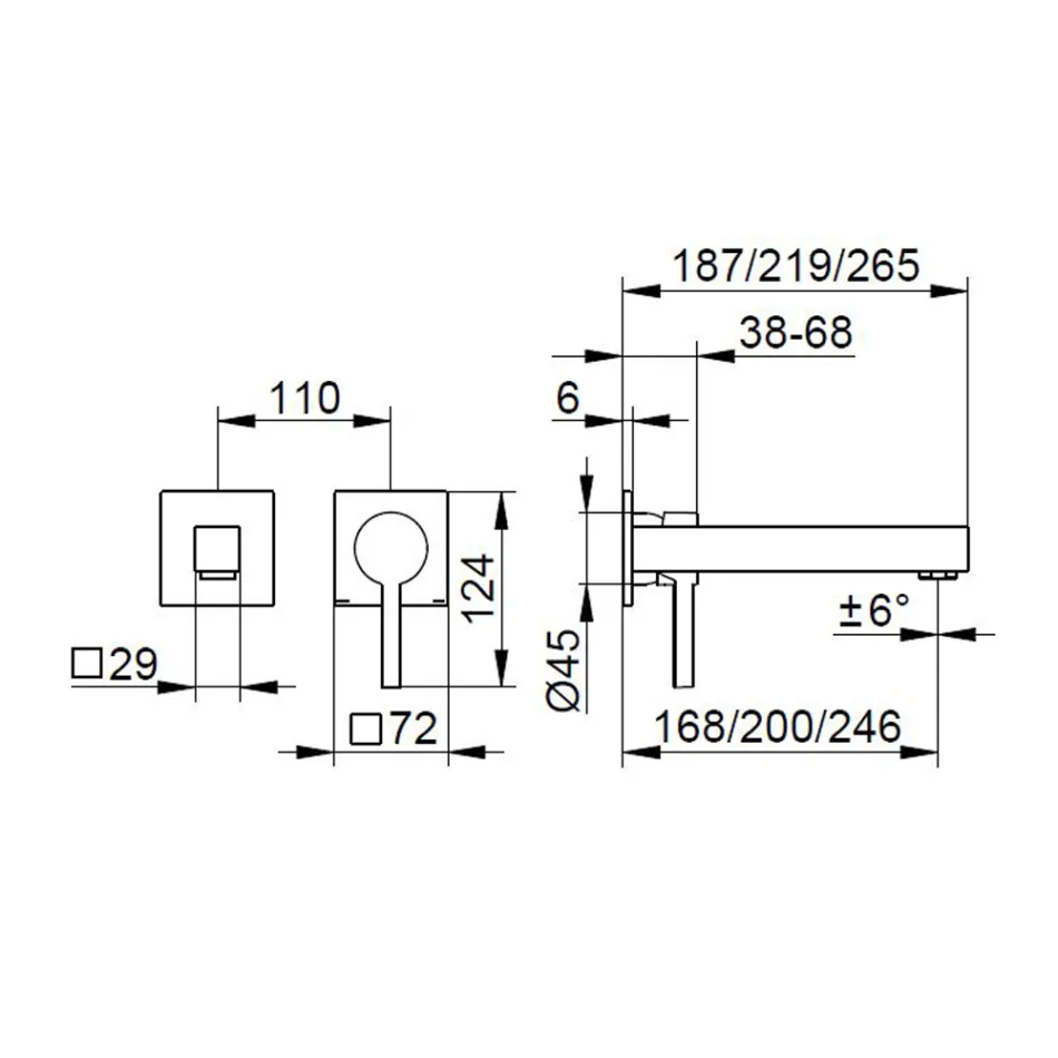Mitigeur de lavabo mural en laiton - Erik Viadurini