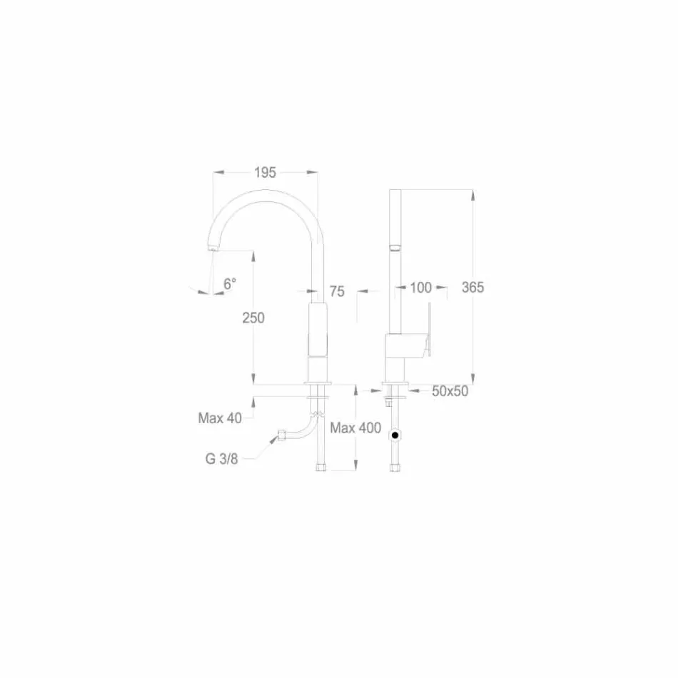 Mélangeur de lavabo de cuisine design à levier unique Made in Italy - Bonsu Viadurini