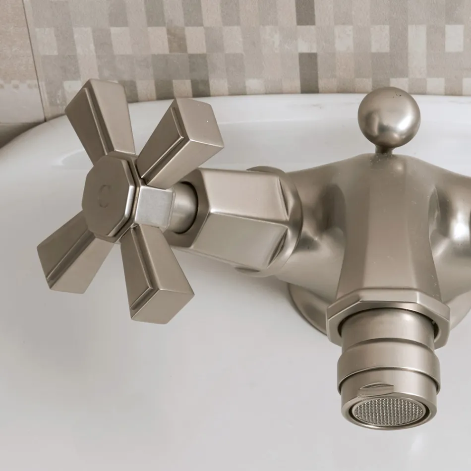 Mitigeur de bidet monotrou en laiton, style vintage fabriqué en Italie - Silvana Viadurini