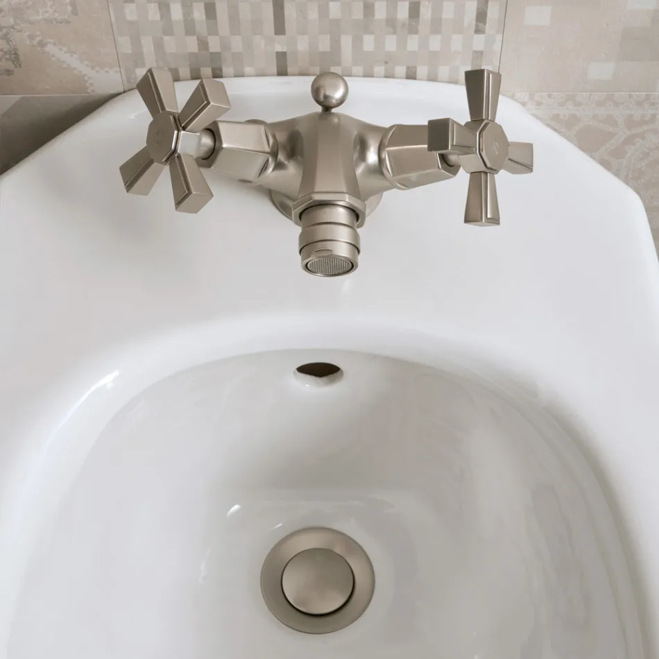Mitigeur de bidet monotrou en laiton, style vintage fabriqué en Italie - Silvana Viadurini
