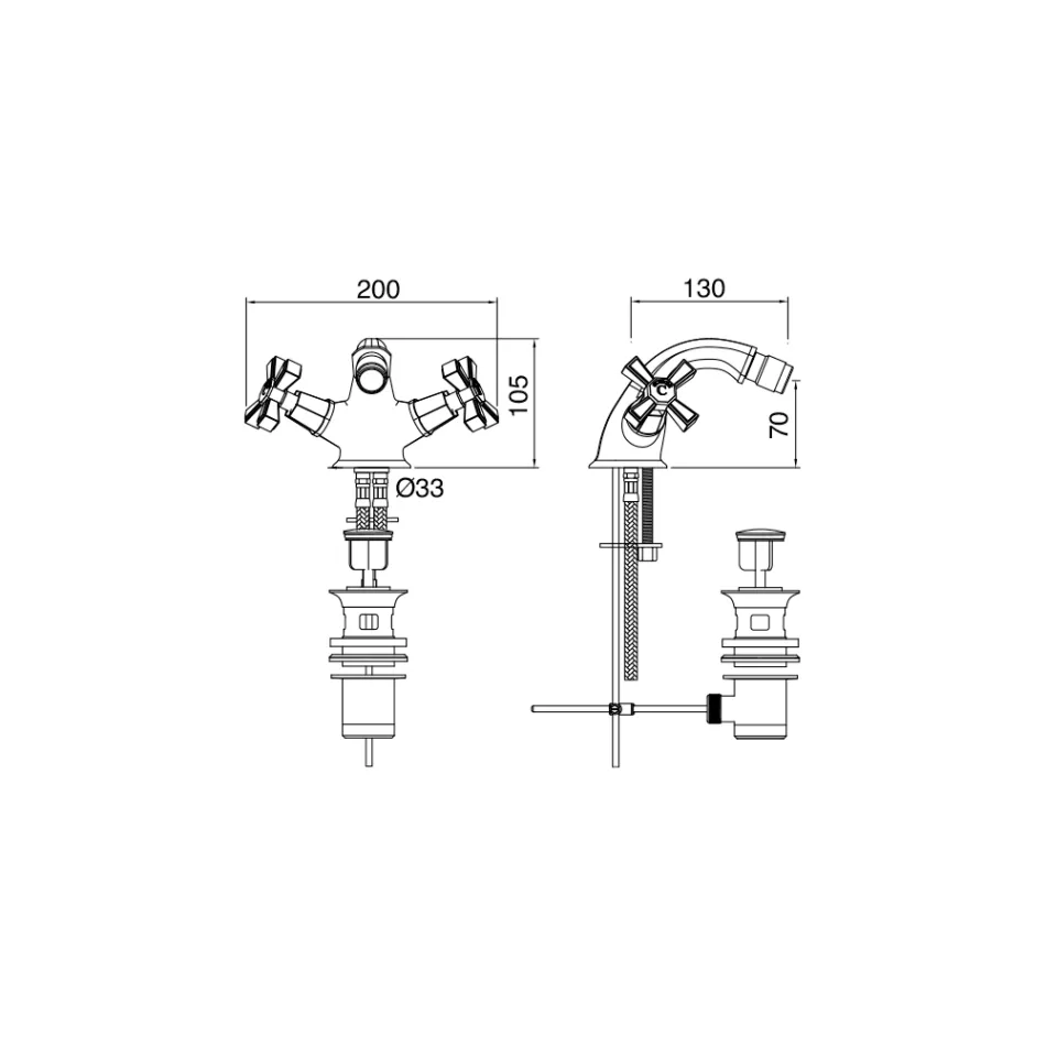 Mitigeur de bidet monotrou en laiton, style vintage fabriqué en Italie - Silvana Viadurini