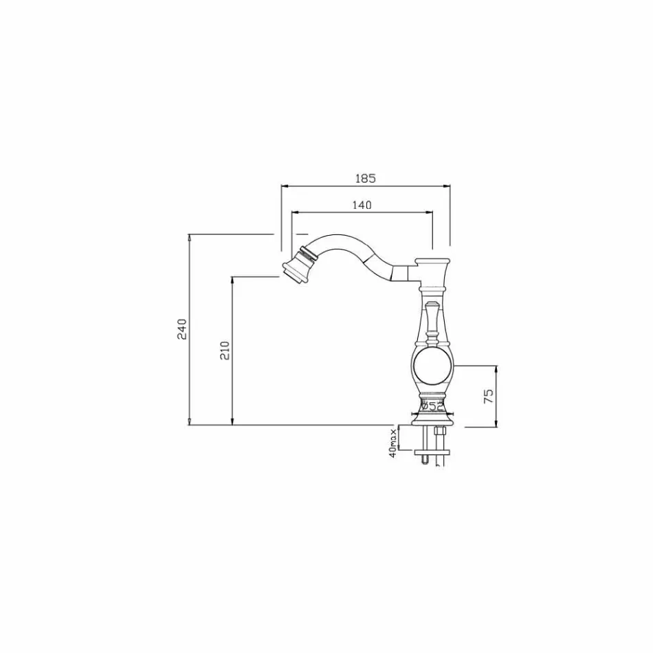 Mitigeur bidet avec bec haut pivotant Made in Italy - Neno Viadurini