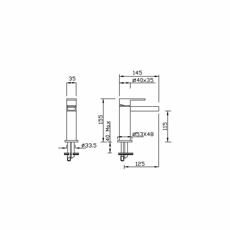 Mélangeur de bidet en laiton sans drain Made in Italy - Bibo Viadurini