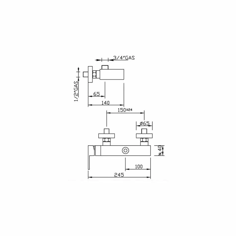Mitigeur de douche avec raccord de colonne Made in Italy - Panela Viadurini