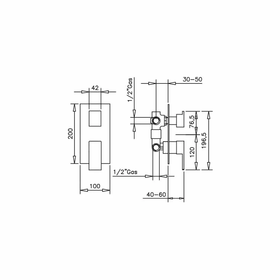 Mitigeur de douche avec inverseur 3 voies Made in Italy - Panela Viadurini