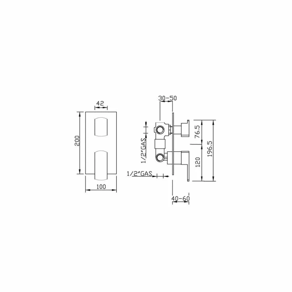 Mitigeur de douche avec inverseur à trois sorties Made in Italy - Sika Viadurini