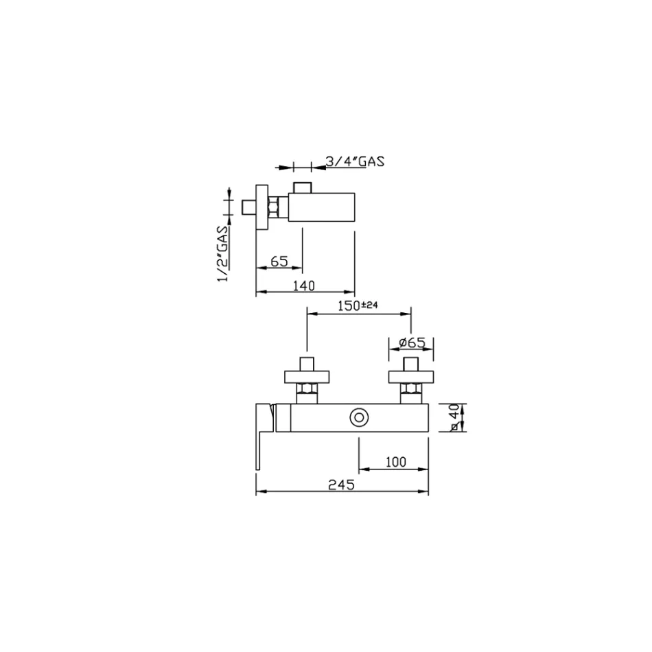 Mitigeur de douche extérieur design en laiton fabriqué en Italie - Bibo Viadurini