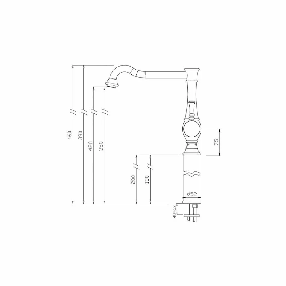 Mitigeur de lavabo haut baril rallonge 13 cm Made in Italy - Neno Viadurini