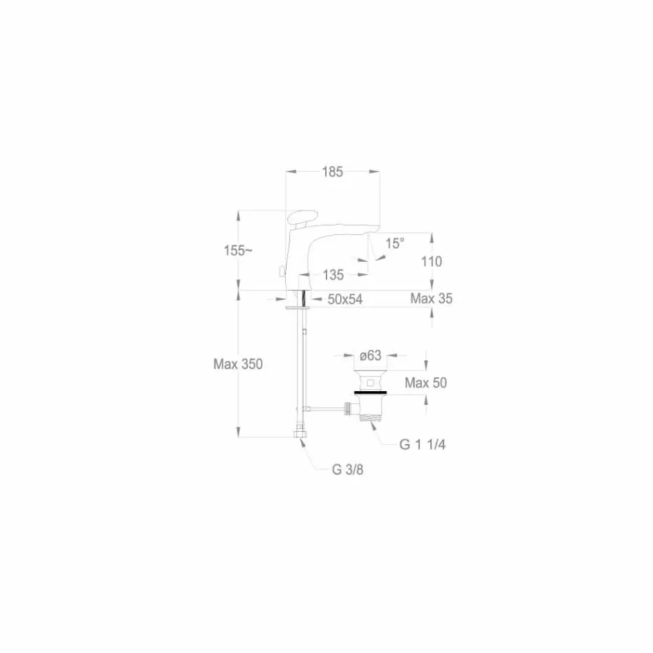 Mitigeur de lavabo en laiton moderne fabriqué en Italie - Besugo Viadurini